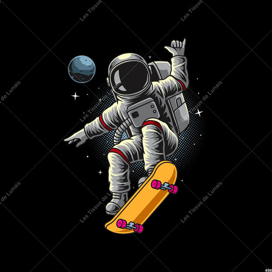 PANNEAU 498 astronaute skateboard planète étoile - 9 matières - 7 dimensions - au choix - Idéal pour vos Créations Couture !