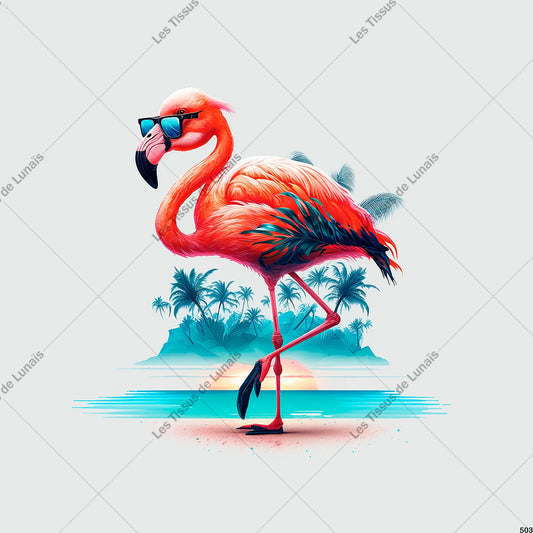PANNEAU 503 flamant rose mer - 9 matières - 7 dimensions - au choix - Idéal pour vos Créations Couture !