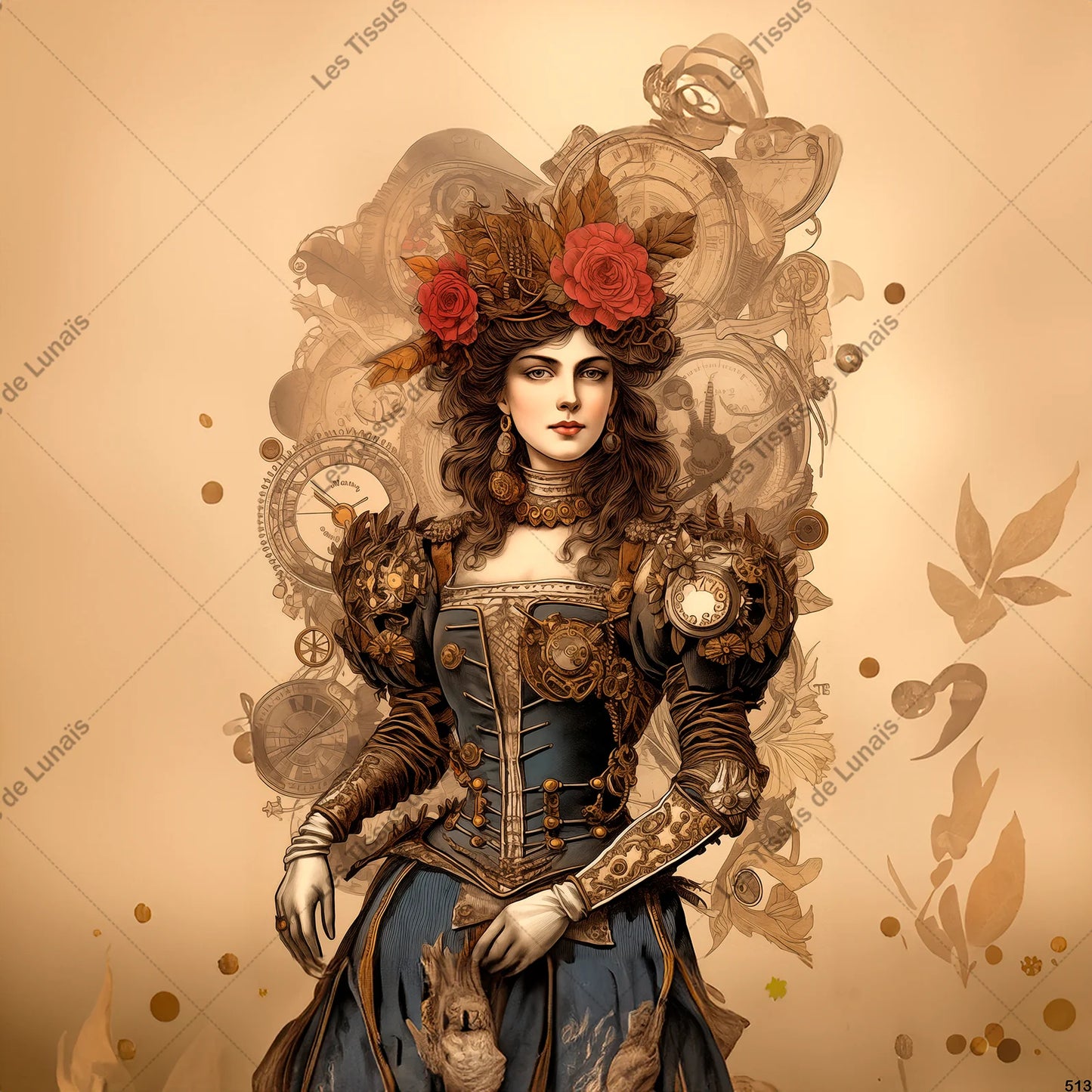 PANNEAU 513 femme mode steampunk - 9 matières - 7 dimensions - au choix - Idéal pour vos Créations Couture !