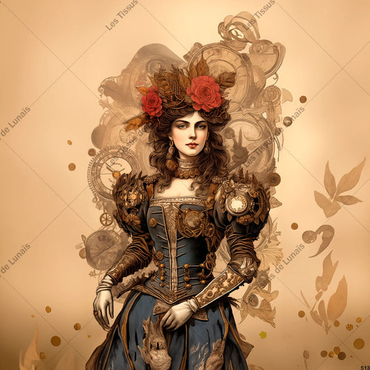 PANNEAU 513 femme mode steampunk - 9 matières - 7 dimensions - au choix - Idéal pour vos Créations Couture !