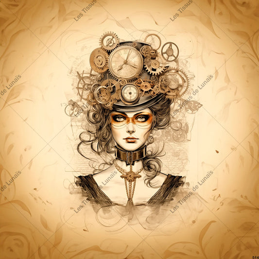 PANNEAU 514 femme steampunk - 9 matières - 7 dimensions - au choix - Idéal pour vos Créations Couture !
