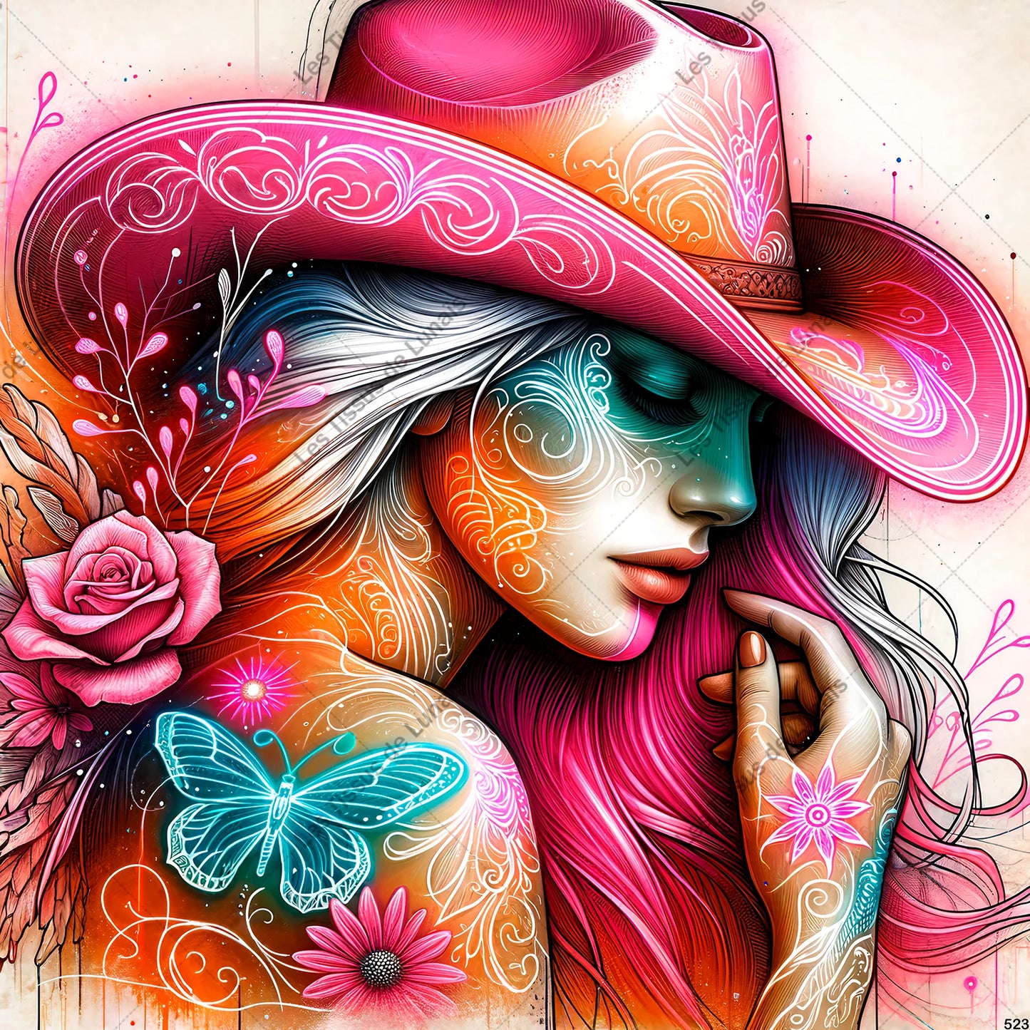 PANNEAU 523 femme mode girly chapeau - 9 matières - 7 dimensions - au choix - Idéal pour vos Créations Couture !