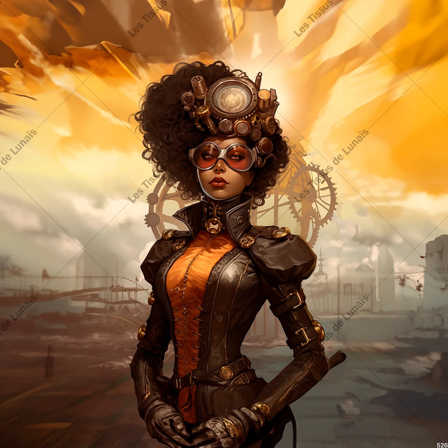 PANNEAU 526 femme steampunk - 9 matières - 7 dimensions - au choix - Idéal pour vos Créations Couture !