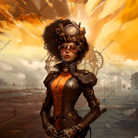 PANNEAU 526 femme steampunk - 9 matières - 7 dimensions - au choix - Idéal pour vos Créations Couture !