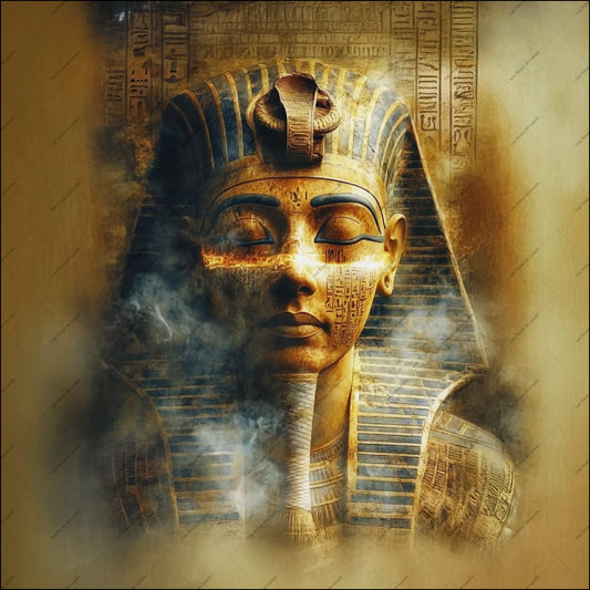 PANNEAU 546 Masque doré de pharaon égyptien - 9 matières - 7 dimensions - au choix - Idéal pour vos Créations Couture !