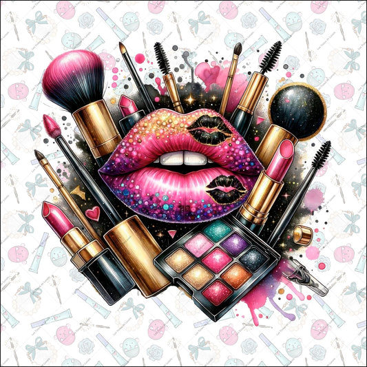 PANNEAU 579 Maquillage glamour lèvres scintillantes - 9 matières - 7 dimensions - au choix - Idéal pour vos Créations Couture !