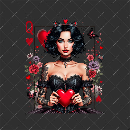 PANNEAU 65 femme gothique rouge noir fleurs - 9 matières - 7 dimensions - au choix - Idéal pour vos Créations Couture !