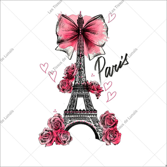 PANNEAU 7 Tour Eiffel Paris - 9 matières - 7 dimensions - au choix - Idéal pour vos Créations Couture !