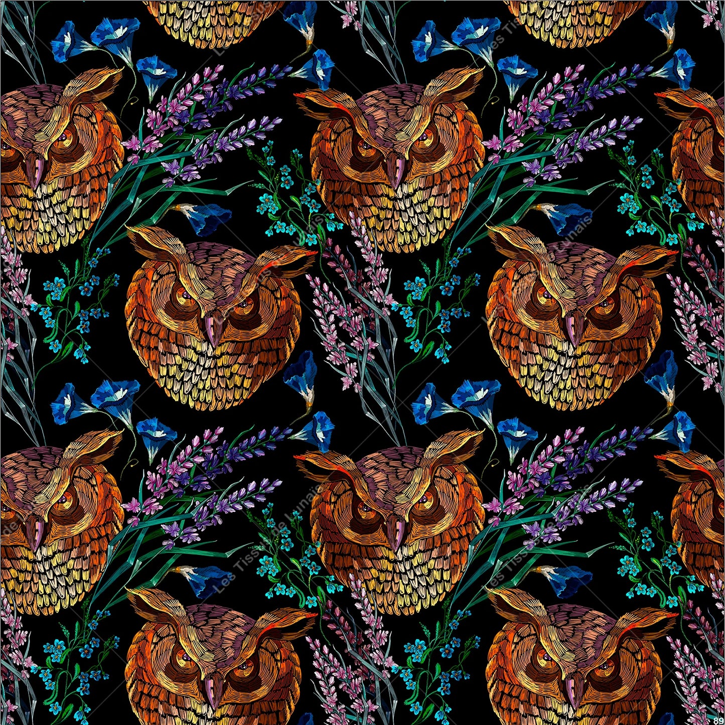 PANNEAU 89 animal oiseau hibou - 9 matières - 7 dimensions - au choix - Idéal pour vos Créations Couture !