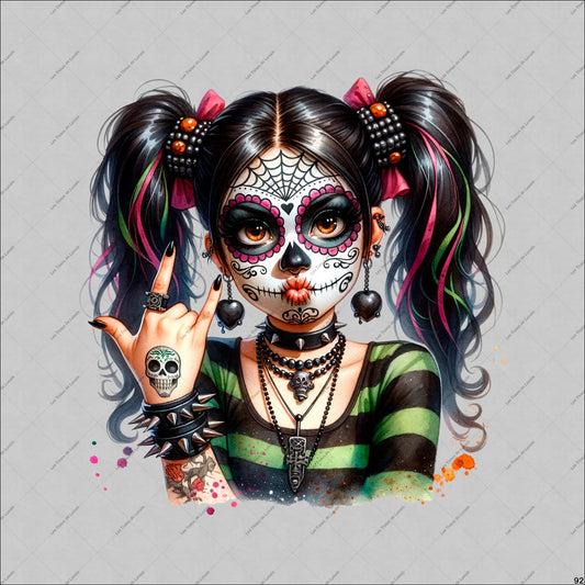 PANNEAU 92 femme squelette maquillage calavera - 9 matières - 7 dimensions - au choix - Idéal pour vos Créations Couture !