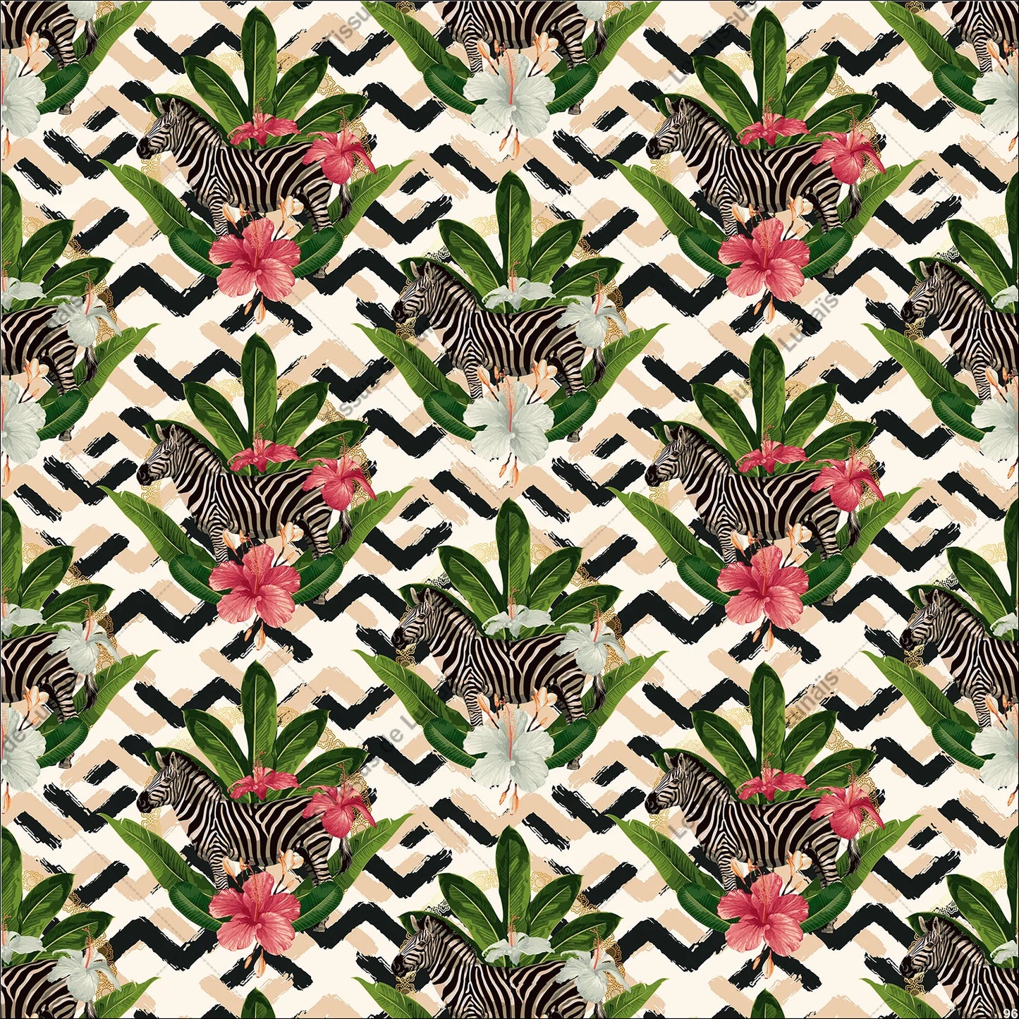PANNEAU 96 fleur zèbre animal - 9 matières - 7 dimensions - au choix - Idéal pour vos Créations Couture !