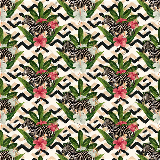 PANNEAU 96 fleur zèbre animal - 9 matières - 7 dimensions - au choix - Idéal pour vos Créations Couture !