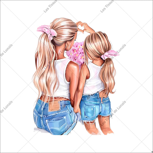 PANNEAU 9 maman enfant fille - 9 matières - 7 dimensions - au choix - Idéal pour vos Créations Couture !