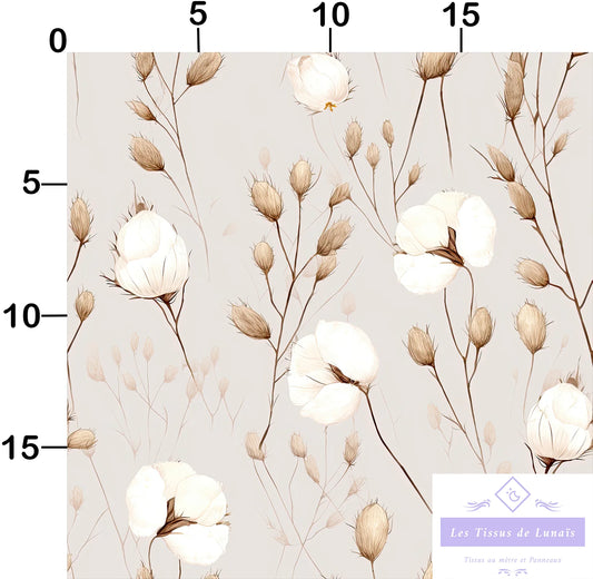 Tissu au mètre 109 fleur coton - Disponible en 9 matières - Vendu par multiple de 50 cm