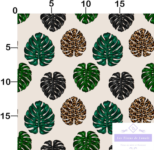 Tissu au mètre 116 fleur tropicale - Disponible en 9 matières - Vendu par multiple de 50 cm