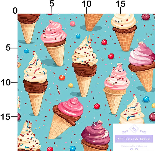 Tissu au mètre glace 12 - Disponible en 9 matières - Vendu par multiple de 50 cm