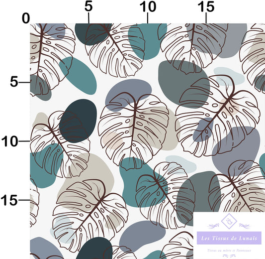 Tissu au mètre 121 feuille fleur - Disponible en 9 matières - Vendu par multiple de 50 cm
