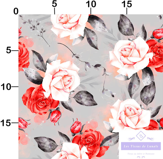 Tissu au mètre 124 feuille fleur - Disponible en 9 matières - Vendu par multiple de 50 cm
