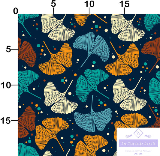 Tissu au mètre 125 feuille fleur - Disponible en 9 matières - Vendu par multiple de 50 cm