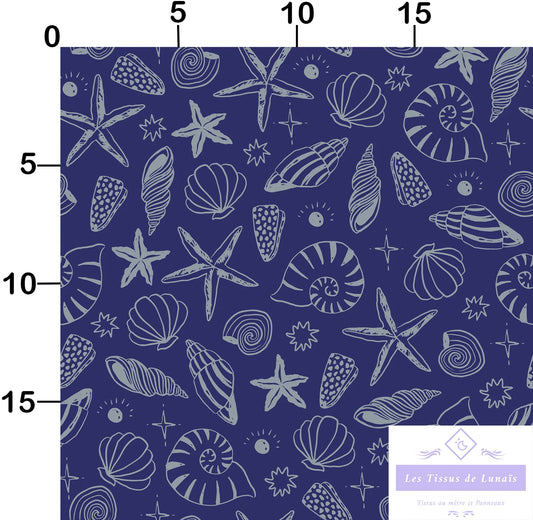 Tissu au mètre 151 marin mer océan - Disponible en 9 matières - Vendu par multiple de 50 cm