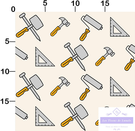 Tissu au mètre153  métier passion bricolage - Disponible en 9 matières - Vendu par multiple de 50 cm