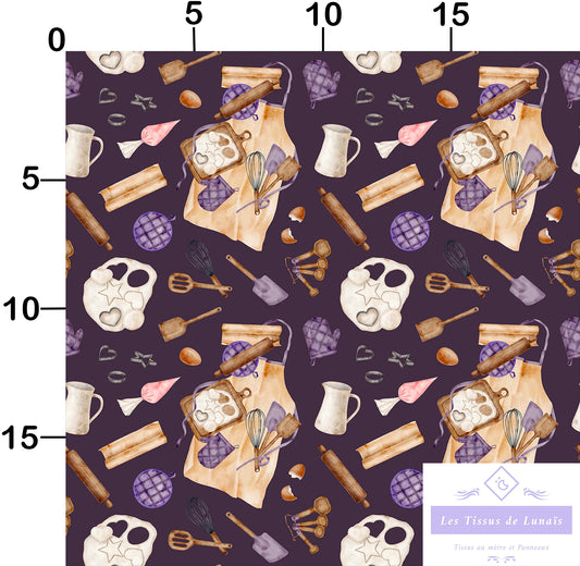 Tissu au mètre 159 métier passion cuisine - Disponible en 9 matières - Vendu par multiple de 50 cm