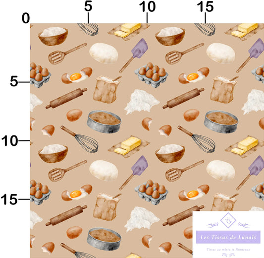 Tissu au mètre 160 métier passion cuisine - Disponible en 9 matières - Vendu par multiple de 50 cm