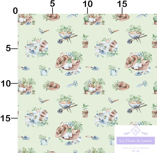 Tissu au mètre 164 métier passion jardinage - Disponible en 9 matières - Vendu par multiple de 50 cm