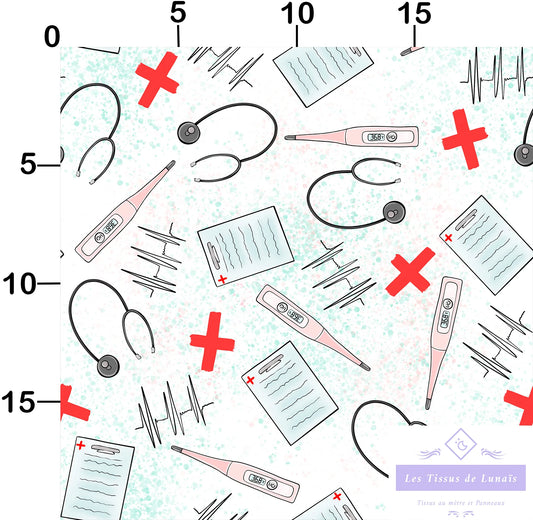 Tissu au mètre 178 métier passion medical - Disponible en 9 matières - Vendu par multiple de 50 cm