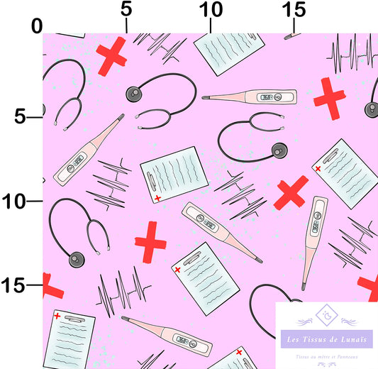 Tissu au mètre 180 métier passion medical - Disponible en 9 matières - Vendu par multiple de 50 cm