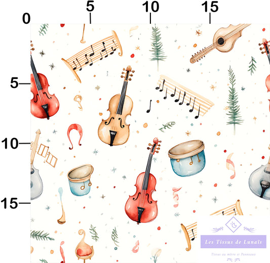 Tissu au mètre 184 métier passion musique - Disponible en 9 matières - Vendu par multiple de 50 cm