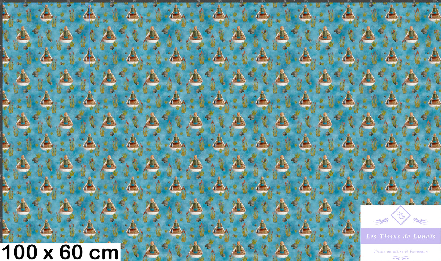 Tissu au mètre 188 métier passion pêche - Disponible en 9 matières - Vendu par multiple de 50 cm