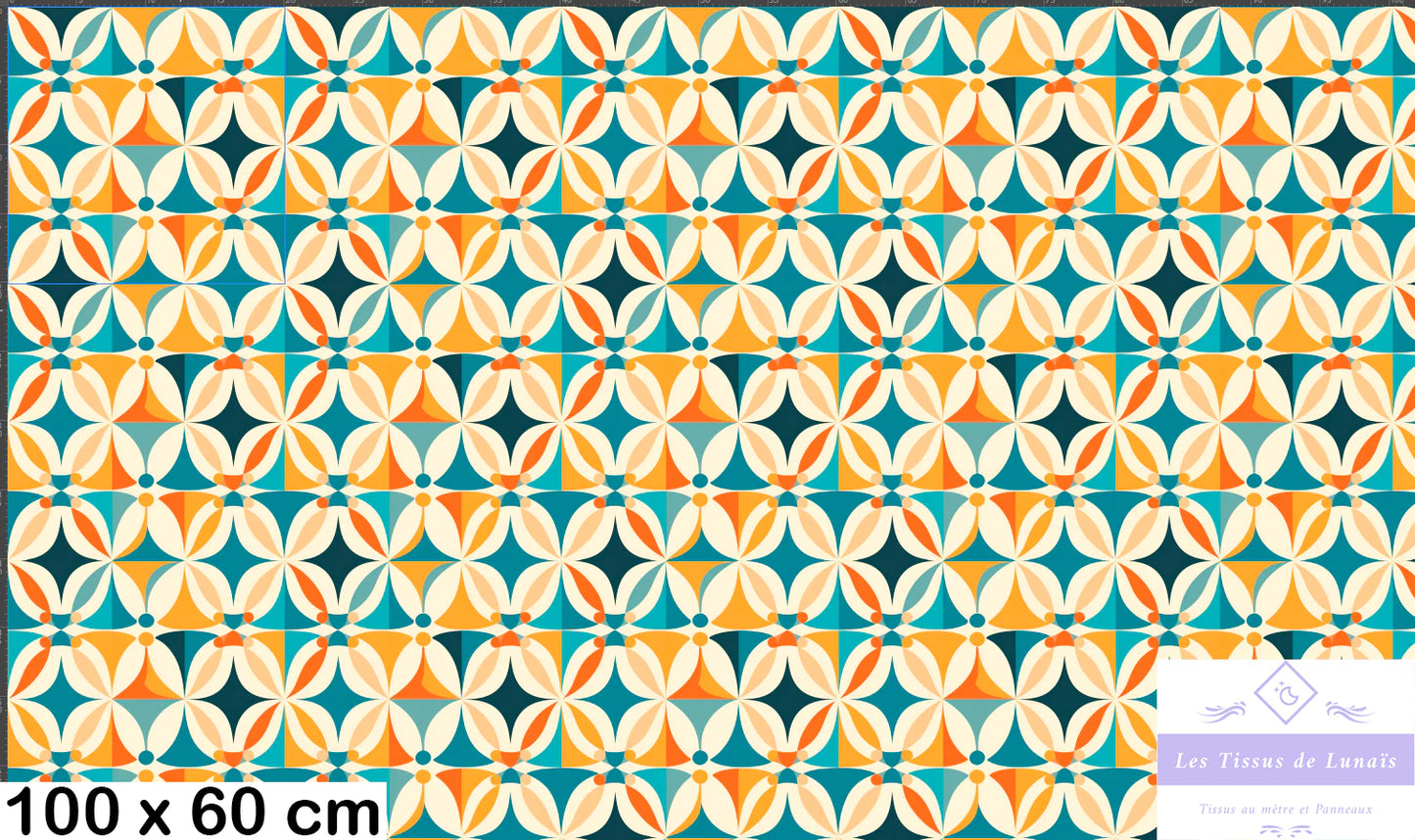 Tissu au mètre 195 retro vintage - Disponible en 9 matières - Vendu par multiple de 50 cm