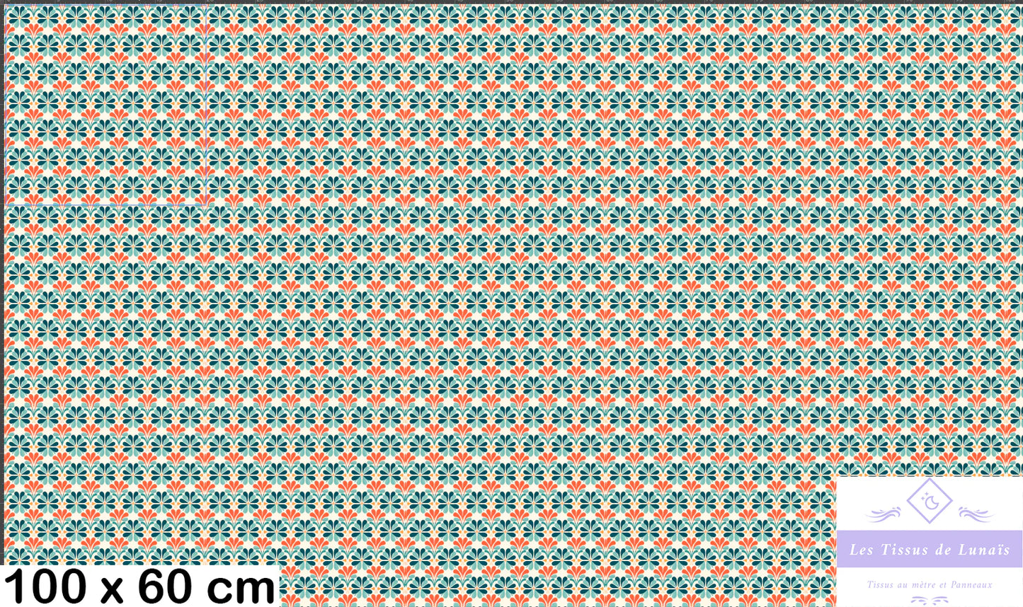 Tissu au mètre 196 retro vintage - Disponible en 9 matières - Vendu par multiple de 50 cm