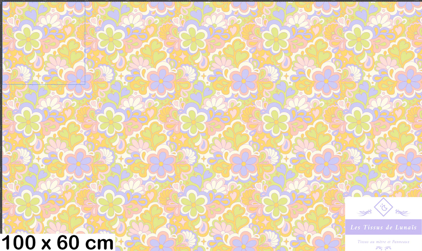 Tissu au mètre 198 retro vintage - Disponible en 9 matières - Vendu par multiple de 50 cm