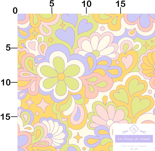 Tissu au mètre 198 retro vintage - Disponible en 9 matières - Vendu par multiple de 50 cm