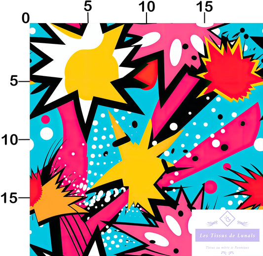 Tissu au mètre pop art 200 - Disponible en 9 matières - Vendu par multiple de 50 cm
