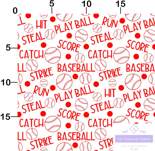 Tissu au mètre 203 sport baseball - Disponible en 9 matières - Vendu par multiple de 50 cm