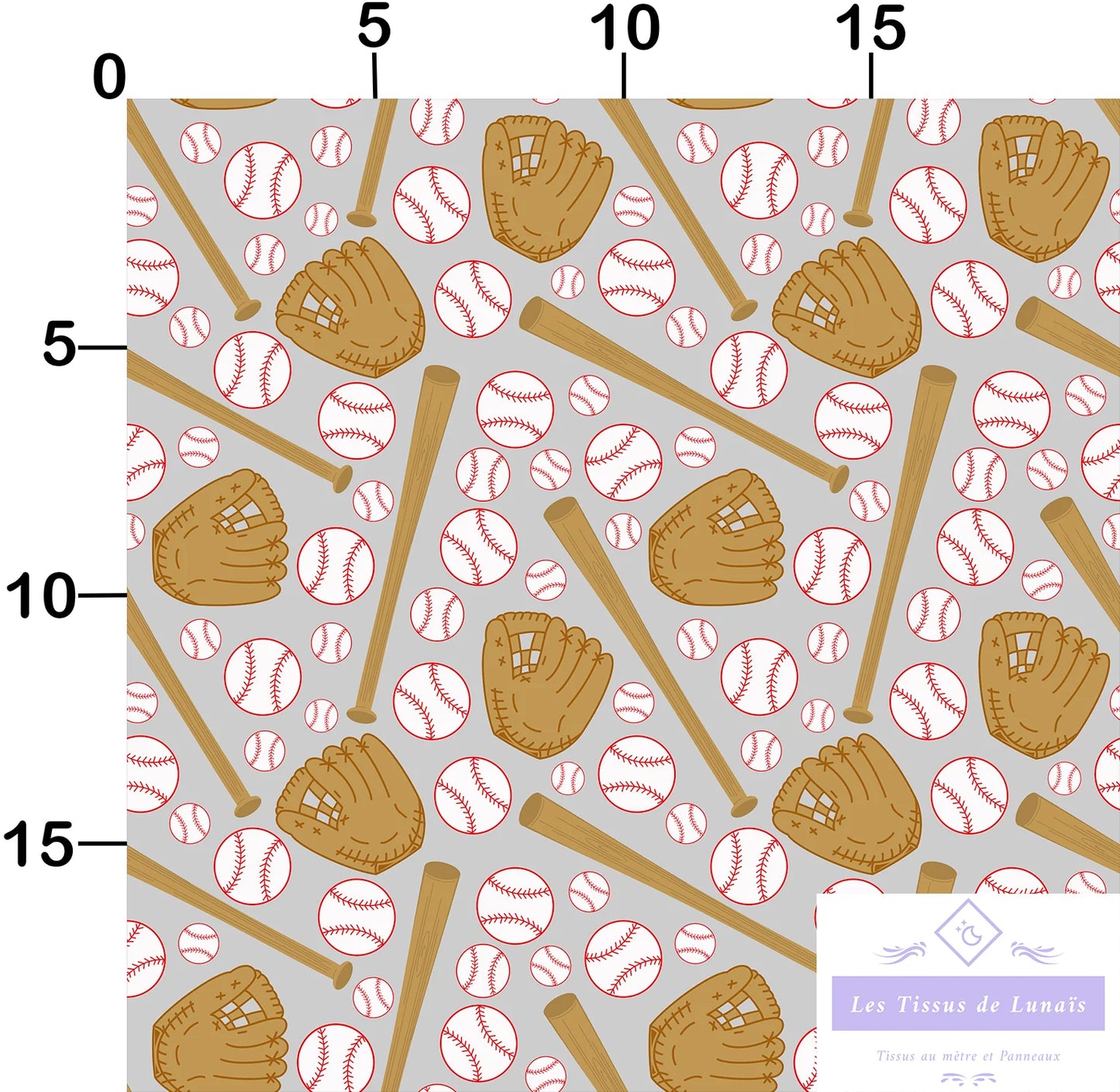 Tissu au mètre 204 sport baseball - Disponible en 9 matières - Vendu par multiple de 50 cm