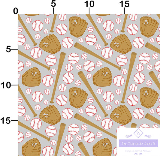 Tissu au mètre 204 sport baseball - Disponible en 9 matières - Vendu par multiple de 50 cm