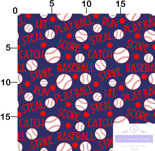 Tissu au mètre 205 sport baseball - Disponible en 9 matières - Vendu par multiple de 50 cm