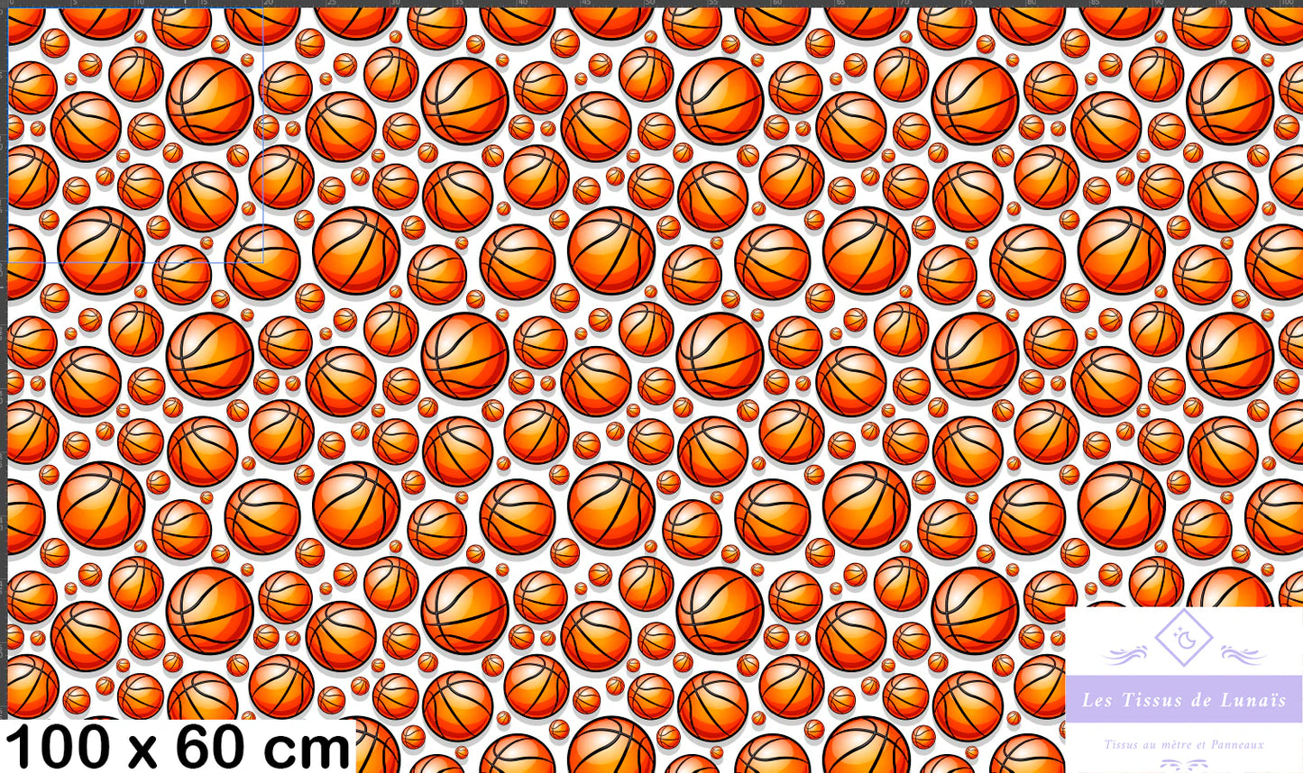 Tissu au mètre 206 sport basket - Disponible en 9 matières - Vendu par multiple de 50 cm
