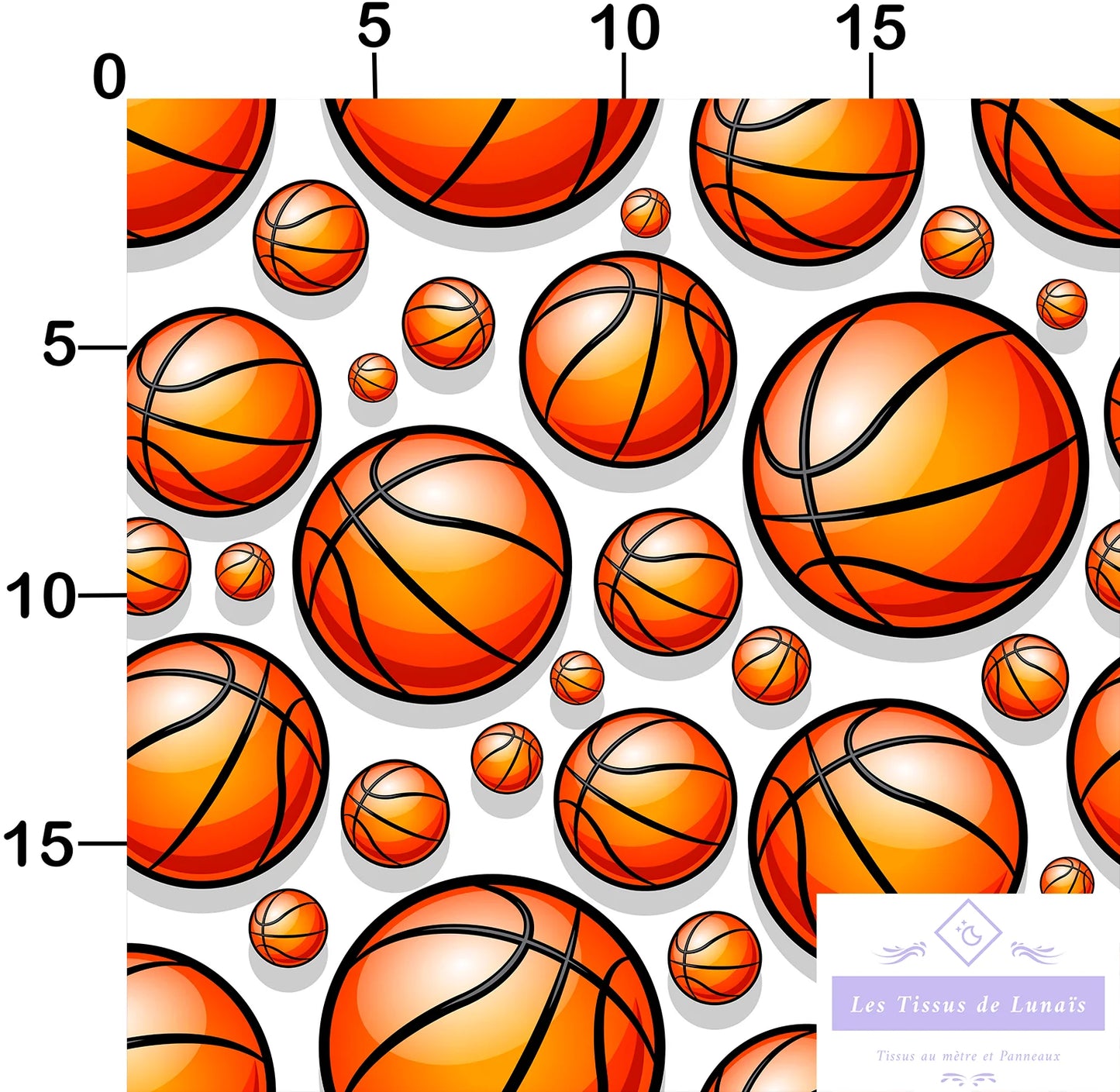 Tissu au mètre 206 sport basket - Disponible en 9 matières - Vendu par multiple de 50 cm