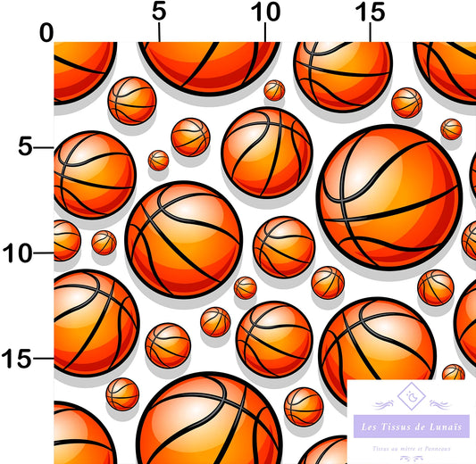 Tissu au mètre 206 sport basket - Disponible en 9 matières - Vendu par multiple de 50 cm