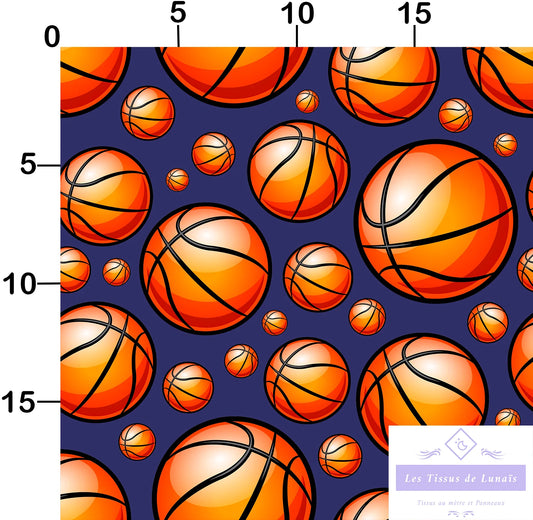 Tissu au mètre 208 sport basket - Disponible en 9 matières - Vendu par multiple de 50 cm