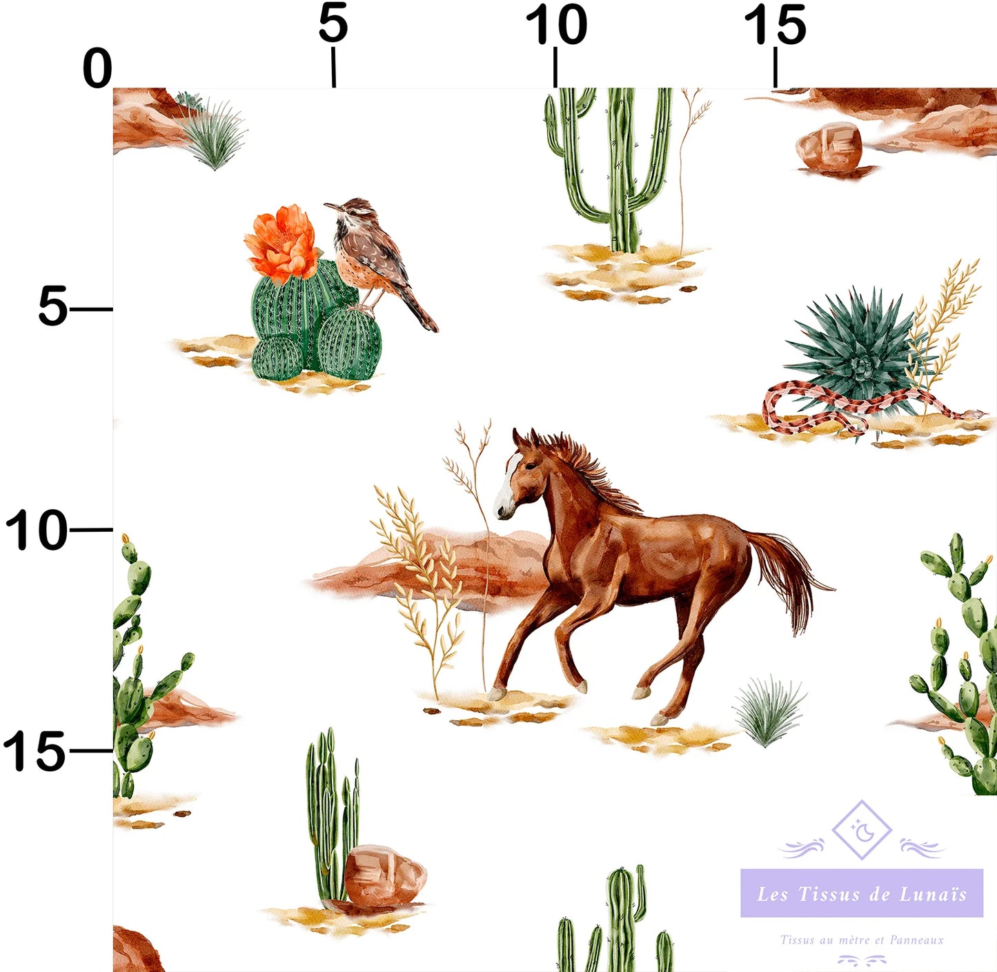 Tissu au mètre 217 chevaux equitation - Disponible en 9 matières - Vendu par multiple de 50 cm