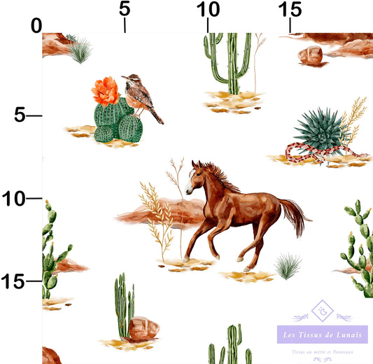 Tissu au mètre 217 chevaux equitation - Disponible en 9 matières - Vendu par multiple de 50 cm