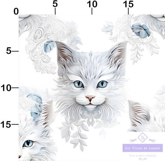 Tissu au mètre 22 chat- Disponible en 9 matières - Vendu par multiple de 50 cm