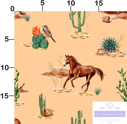 Tissu au mètre 220 chevaux equitation - Disponible en 9 matières - Vendu par multiple de 50 cm