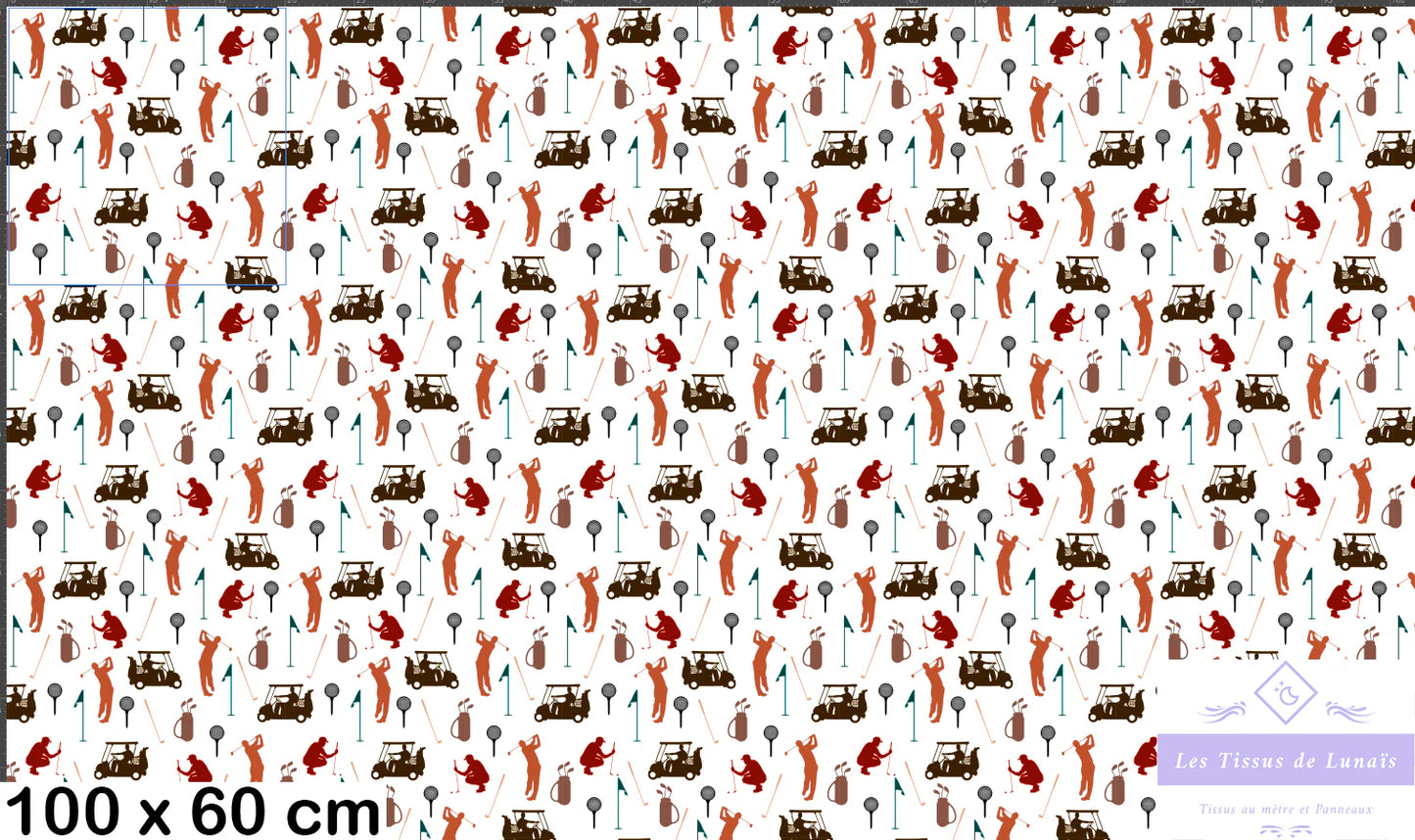Tissu au mètre 229 sport golf - Disponible en 9 matières - Vendu par multiple de 50 cm